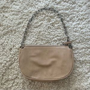 MNG Shoulder Purse Cream Silver Chain